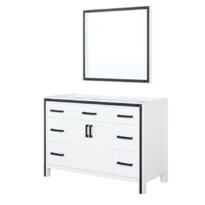 Ziva 48W x 22D White Bath Vanity and 34Mirror