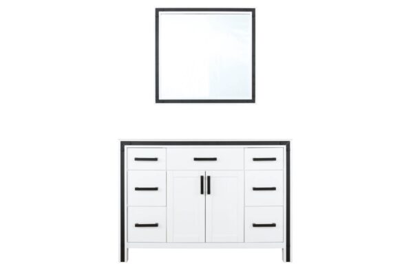 Ziva 48W x 22D White Bath Vanity and 34Mirror