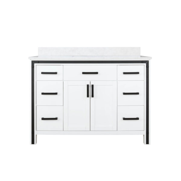 Ziva 48W x 22D White Bath Vanity and Cultured Marble Top