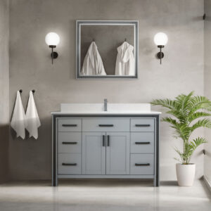 Ziva 48W x 22D Dark Grey Bath Vanity and 34Mirror