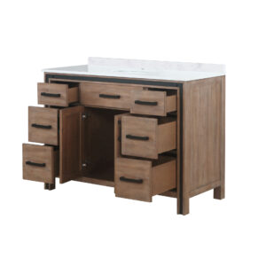 Ziva 48W x 22D Rustic Barnwood Bath Vanity and White Quartz Top