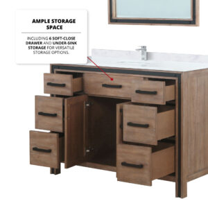 Ziva 48W x 22D Rustic Barnwood Bath Vanity and 34Mirror