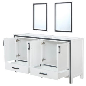 Ziva 60W x 22D White Double Bath Vanity and 22Mirrors