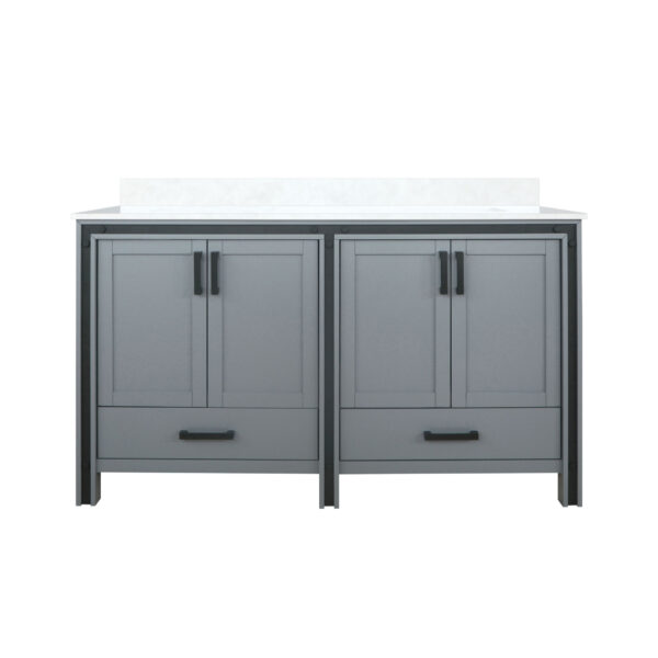 Ziva 60W x 22D Dark Grey Double Bath Vanity and Cultured Marble Top