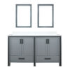 Ziva 60W x 22D Dark Grey Double Bath Vanity, Cultured Marble Top and 22Mirrors