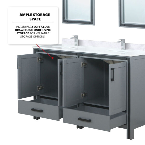 Ziva 60W x 22D Dark Grey Double Bath Vanity and 22Mirrors