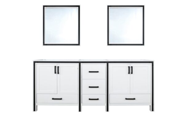 Ziva 72W x 22D White Double Bath Vanity and 30Mirrors