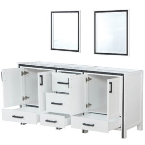 Ziva 72W x 22D White Double Bath Vanity and 30Mirrors