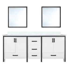 Ziva 72W x 22D White Double Bath Vanity, Cultured Marble Top and 30Mirrors