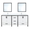 Ziva 72W x 22D White Double Bath Vanity, Cultured Marble Top, Faucet Set and 30Mirrors