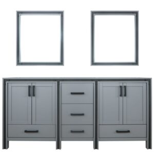 Ziva 72W x 22D Dark Grey Double Bath Vanity and 30Mirrors