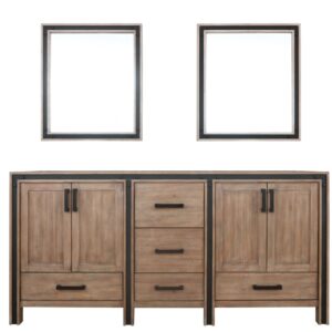 Ziva 72W x 22D Rustic Barnwood Double Bath Vanity and 30Mirrors