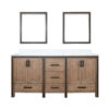 Ziva 72W x 22D Rustic Barnwood Double Bath Vanity, Cultured Marble Top and 30Mirrors