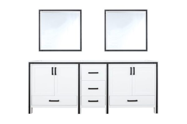 Ziva 80W x 22D White Double Bath Vanity and 30Mirrors