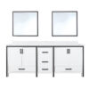 Ziva 80W x 22D White Double Bath Vanity, Cultured Marble Top and 30Mirrors