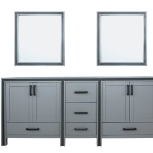 Ziva 80W x 22D Dark Grey Double Bath Vanity and 30Mirrors