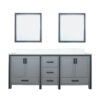 Ziva 80W x 22D Dark Grey Double Bath Vanity, Cultured Marble Top and 30Mirrors