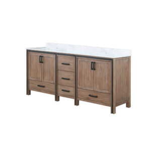 Ziva 80W x 22D Rustic Barnwood Double Bath Vanity and White Quartz Top