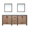 Ziva 80W x 22D Rustic Barnwood Double Bath Vanity, Cultured Marble Top and 30Mirrors