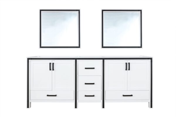 Ziva 84W x 22D White Double Bath Vanity and 34Mirrors