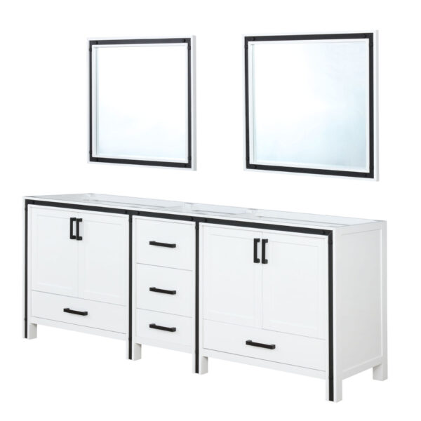 Ziva 84W x 22D White Double Bath Vanity and 34Mirrors