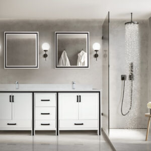 Ziva 84W x 22D White Double Bath Vanity and 34Mirrors