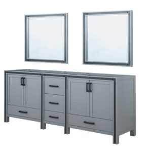 Ziva 84W x 22D Dark Grey Double Bath Vanity and 34Mirrors