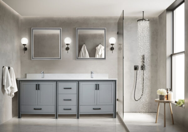 Ziva 84W x 22D Dark Grey Double Bath Vanity and 34Mirrors