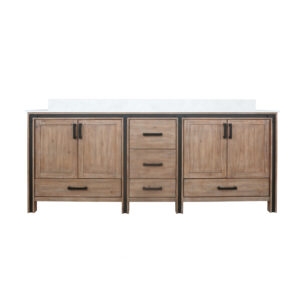 Ziva 84W x 22D Rustic Barnwood Double Bath Vanity and Cultured Marble Top