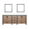 Ziva 84W x 22D Rustic Barnwood Double Bath Vanity, Cultured Marble Top and 34Mirrors