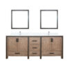 Ziva 84W x 22D Rustic Barnwood Double Bath Vanity, Cultured Marble Top, Faucet Set and 34Mirrors