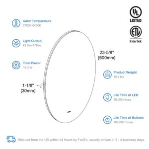 Blossom Orion - 24" Round LED Mirror Frosted Side