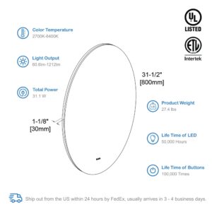 Blossom Orion - 32" Round LED Mirror Frosted Side