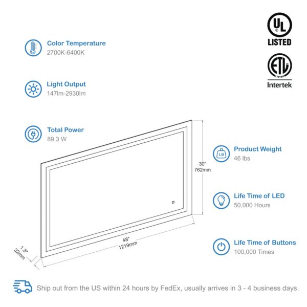 Blossom Lyra - 48'' LED Mirror