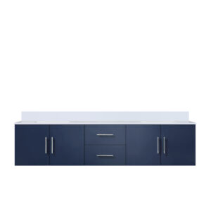 Geneva 80 in. W x 22 in. D Navy Blue Double Bath Vanity and Cultured Marble Top