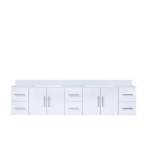 Geneva 84 in. W x 22 in. D Glossy White Double Bath Vanity and Cultured Marble Top