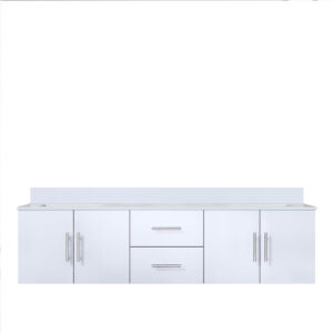 Geneva 72 in. W x 22 in. D Glossy White Double Bath Vanity and Cultured Marble Top