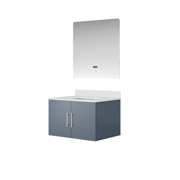 Geneva 30 in. W x 22 in. D Dark Grey Bath Vanity, Cultured Marble Top, and 30 in. LED Mirror