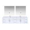 Geneva 84 in. W x 22 in. D Glossy White Double Bath Vanity, Cultured Marble Top, Faucet Set, and 36 in. LED Mirrors