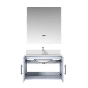 Geneva 30 in. W x 22 in. D Glossy White Bath Vanity, Cultured Marble Top, Faucet Set, and 30 in. LED Mirror