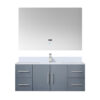 Geneva 48 in. W x 22 in. D Dark Grey Bath Vanity, White Quartz Top, Faucet Set, and 48 in. LED Mirror