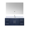 Geneva 48 in. W x 22 in. D Navy Blue Bath Vanity, White Quartz Top, Faucet Set, and 48 in. LED Mirror