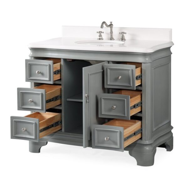 Chans Furniture 1044CK-QT 42 Inches Benton Collection Modern Style Bathroom Vanity In Sesto Grey