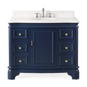 Chans Furniture 1044NB-QT 42 Inches Benton Collection Sesto Bathroom Vanity In Navy Blue