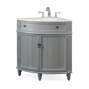 Chans Furniture ZK-47566CK Benton Collection Thomasville 24 Inch Framhouse Corner Bathroom Vanity in Gray