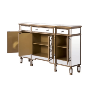 Chans Furniture DH-427-304 60 Inch Mirrored Andrea Console with Gold Tone