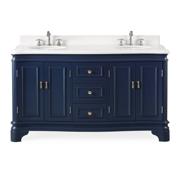 Chans Furniture 2077NB-QT 60 Inches Benton Collection Sesto Bathroom Vanity In Navy Blue