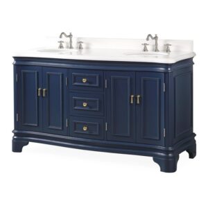 Chans Furniture 2077NB-QT 60 Inches Benton Collection Sesto Bathroom Vanity In Navy Blue