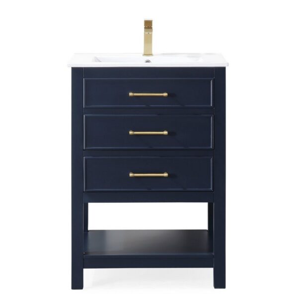 Chans Furniture 2822-V24NB 24 Inches Tennant Brand Aruzza Small Slim Narrow Bathroom Vanity In Navy Blue