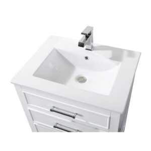 Chans Furniture 2822-V24W 24 Inches Tennant Brand Aruzza Small Slim Narrow Bathroom Vanity In White